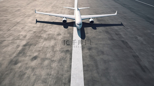 光滑的沥青表面上的 3d 渲染飞机符号