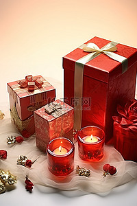 红色礼品盒背景图片_一个空的红色礼品盒，里面装有红色节日物品