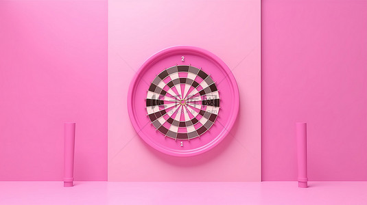 粉红色背景上的靶心箭头说明在 3D 渲染图像中成功击中目标