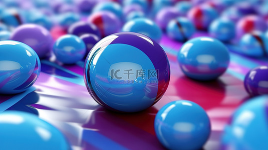 紫色球体背景图片_变形的蓝色和紫色球体超现实的 3D 艺术品