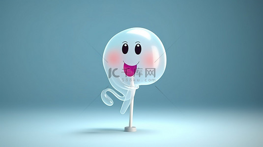 卡通棒棒糖背景图片_3D 渲染中拿着棒棒糖的可爱鬼魂