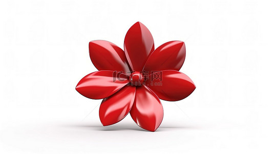 红色夏花背景图片_白色背景上红色卡通花的令人惊叹的 3D 渲染