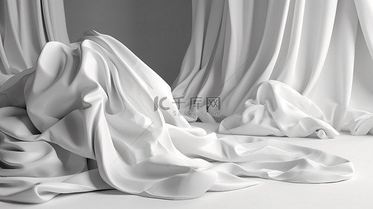 丝绸纹理背景背景图片_3d 渲染中的抽象时尚艺术白布
