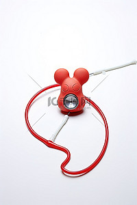 鼠标免抠背景图片_连接到医用听诊器的鼠标