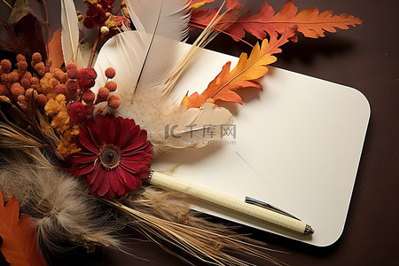 秋天的日记叶子铅笔花和叶子