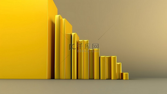 上升的黄色图条说明业务进步和增长 3D 渲染概念视觉