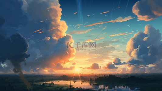 天空云层插画背景