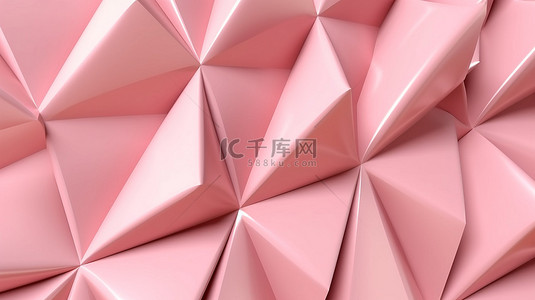 具有浅粉色三角形结构的 3D 渲染几何背景