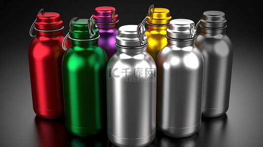 3d 渲染风格的铝制水瓶