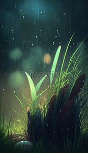 草地雨水背景图片_雨水草地美丽的春雨风景