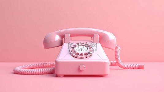 孤立的柔和背景与 3D 渲染的粉红色手机概念插图