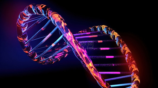 生物化学实验室背景图片_dna 基因分子螺旋结构的 3d 插图