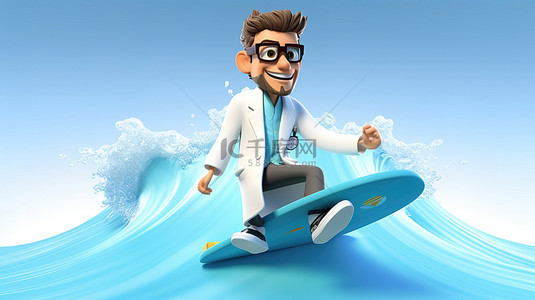 3d动画人物背景图片_搞笑3D动画医生追赶波浪