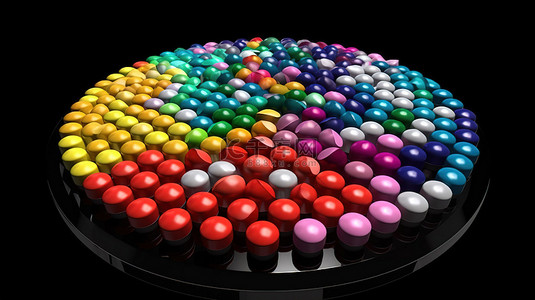 3d 渲染中的彩色药丸球体