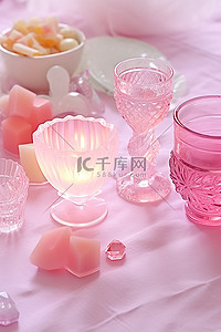 下午果冻背景图片_一个粉红色的杯子