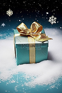 用雪做的圣诞礼物盒