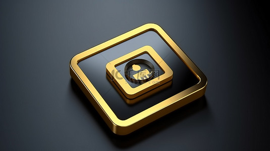 视频电影图标背景图片_带有3D渲染金色数码摄像机图标ui ux元素的黑色方形钥匙按钮