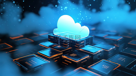 共享管理背景图片_将数据存储在云中是 3d 所示的现代技术概念
