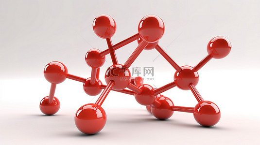 物理科学背景图片_白色背景上科学元素图标分离分子的卡通风格 3D 插图
