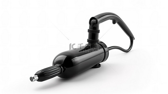 汽车黑金背景图片_白色背景车辆手持式黑色气泵的 3D 渲染