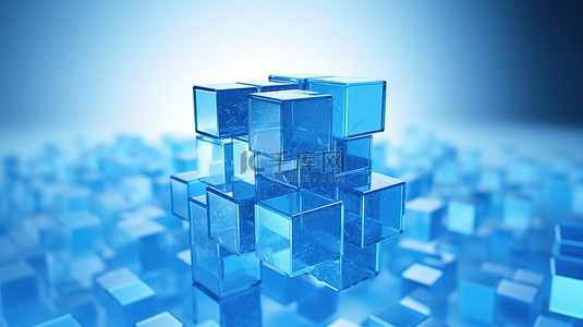 蓝色组合背景图片_3d 渲染抽象蓝色组合物与立方体元素