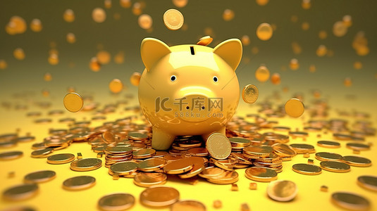 存钱罐的 3D 渲染是省钱概念的视觉表示