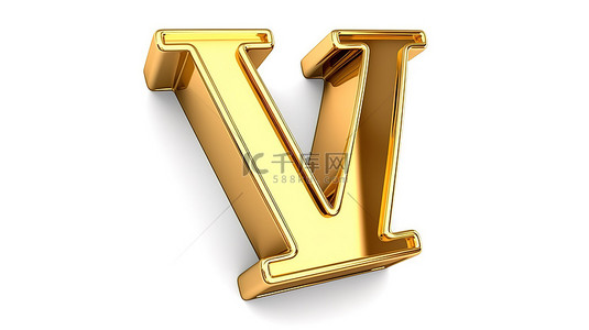 孤立的白色背景上闪亮的小金色字母“w”的 3d 插图