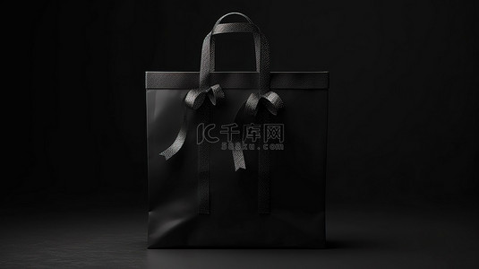 黑色背景购物袋的 3D 渲染，复制空间完美适合黑色星期五销售横幅设计