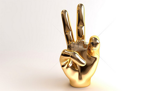 金色的手在白色背景上的 3d 渲染中制作 ok 标志