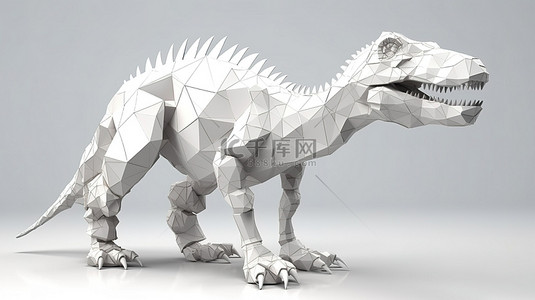3d 渲染中孤立的白色多面体恐龙