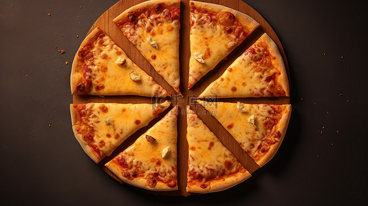 吸引人的背景图片_视觉上吸引人的四奶酪披萨平铺，切成均匀的薄片