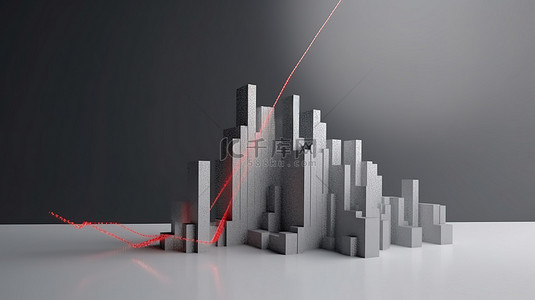 扩展箭头背景图片_创新业务概念灰色背景，在扩展图的 3D 渲染中带有红色箭头，展示增长和发展