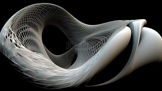 雕塑抽象复杂的 3D 渲染形式与扭曲的有机元素