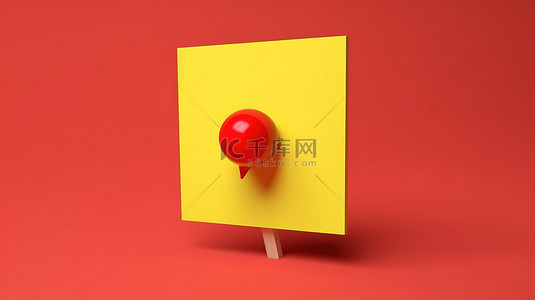 沟通免费背景图片_带红色图钉的免费黄色便签的 3D 渲染