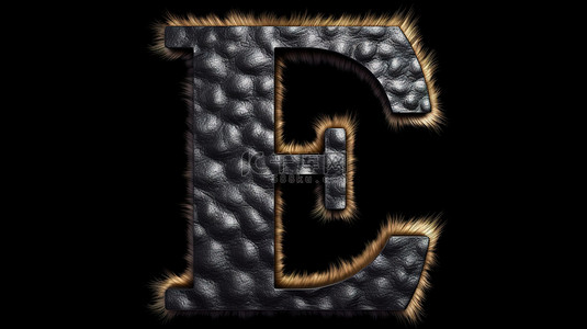 f4背景图片_3D 渲染黑色皮革字体，具有皮肤纹理，白色背景上有大写字母 f
