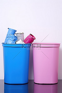 蓝色和粉色回收箱
