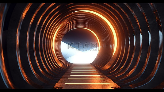 光明希望背景图片_微光希望隧道中光的 3D 渲染