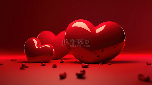 情侣的背景背景图片_情人节灵感 3D 渲染红心在匹配的背景上