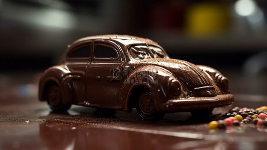可爱小汽车背景图片_巧克力汽车模型