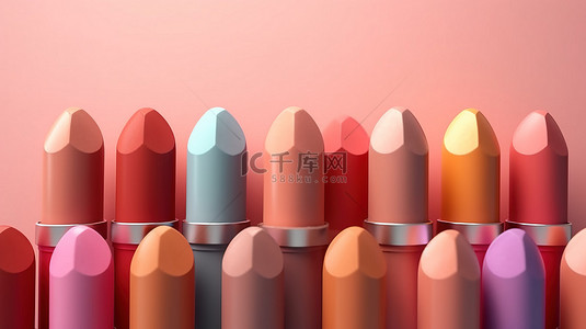 美容化妆广告背景背景图片_柔和的彩色口红背景，用于创意印刷品传单传单明信片 3D 渲染