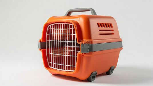 宠物背景狗背景图片_用于在中性背景下旅行的白色塑料宠物运输箱的 3D 渲染