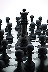 带有黑色棋子的黑色国际象棋游戏