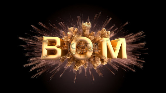 炸弹爆炸效果背景图片_爆炸拟声词 3d 渲染的轰鸣音效插图