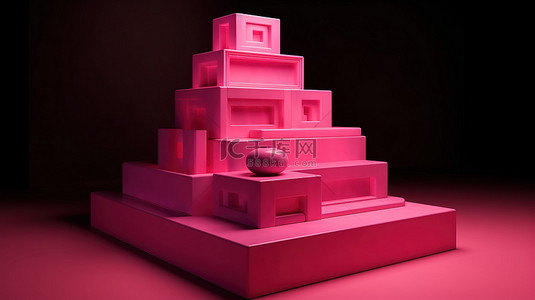 粉红色调背景图片_粉红色调的 3D 产品展示舞台
