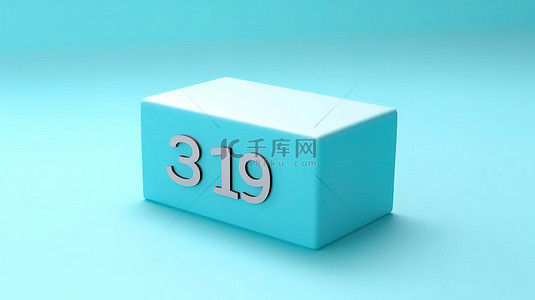 日行灯图标背景图片_浅蓝色背景上的蓝晶石日历图标 3D 渲染的 4 月 3 日插图