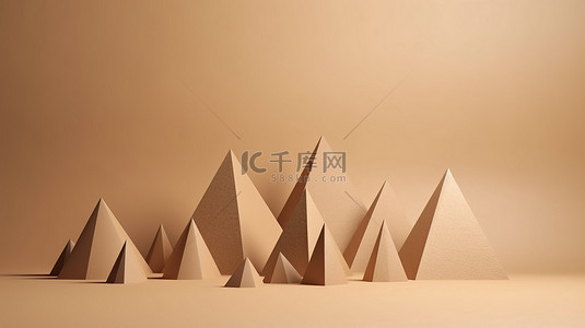 米色背景 3d 金字塔 papercraft