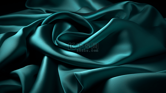 绿色绸缎背景图片_丝绸人造布料丝织品绿色背景