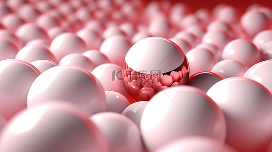 红色白色渐变背景背景图片_粉红色和白色渐变背景上带有模糊的抽象 3d 红色纹理球体