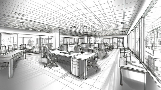 办公室轮廓可视化 3D 轮廓草图