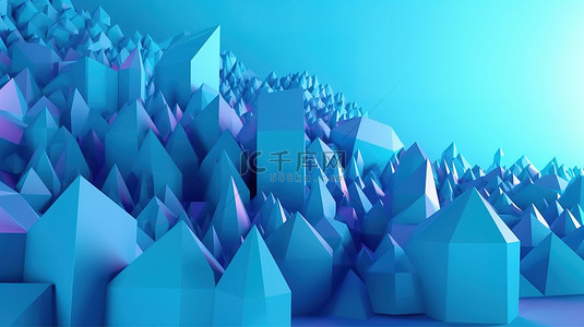 科技水流背景图片_3d 渲染中的渐变蓝色抽象几何背景